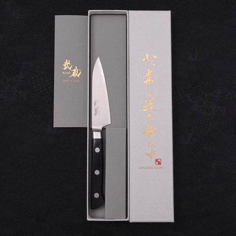 Couteau d'office VG-5 Damas Manche Occidental Noir 90mm-[Musashi]-[Couteaux de cuisine japonais]