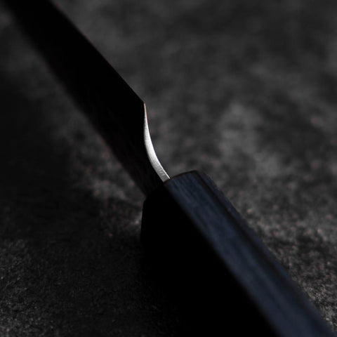 Couteau d'office White Steel #2 Tsuchime Manche Urushi Bleu Sombre 80mm-[Musashi]-[Couteaux de cuisine japonais]