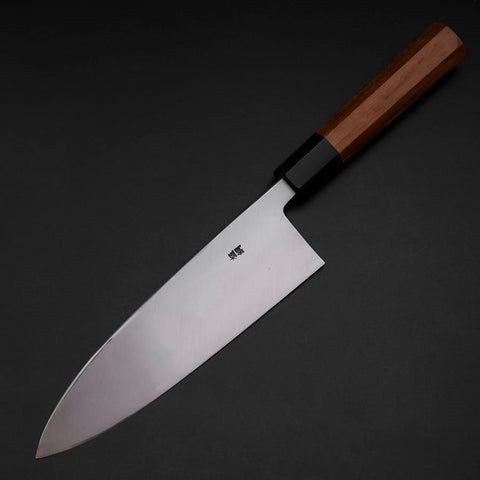 Deba Blue Steel #1 Hon-Kasumi Manche en Buffle et Bois de Teck 195mm-[Musashi]-[Couteaux de cuisine japonais]