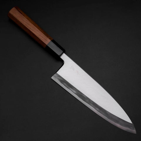 Deba Blue Steel #1 Hon-Kasumi Manche en Buffle et Bois de Teck 195mm-[Musashi]-[Couteaux de cuisine japonais]