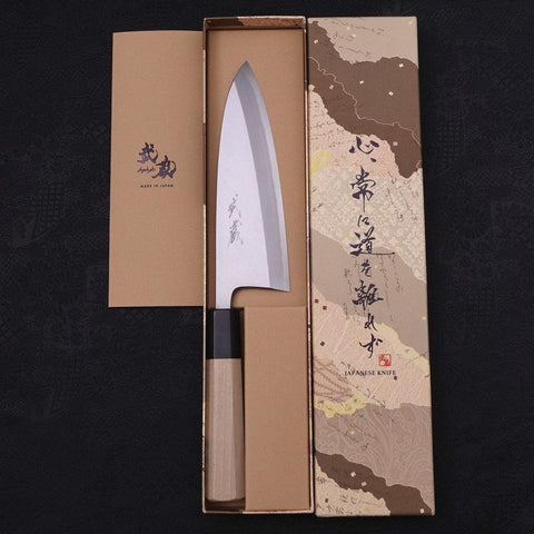 Deba Blue Steel #2 Kasumi Manche en Buffle et Magnolia 165mm-[Musashi]-[Couteaux de cuisine japonais]