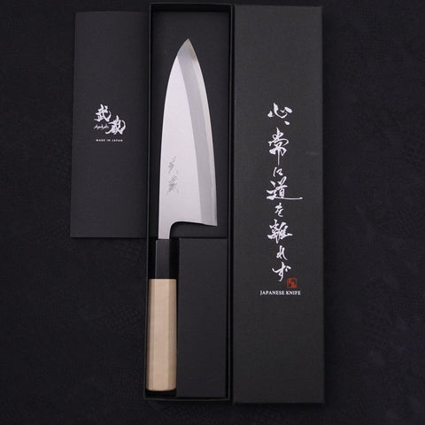 Deba Blue Steel #2 Kasumi Manche en Buffle et Magnolia 180mm-[Musashi]-[Couteaux de cuisine japonais]