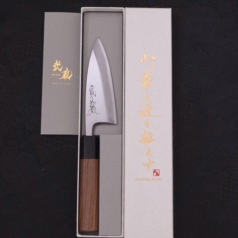Deba Blue Steel #2 Kasumi Manche en Noyer 120mm-[Musashi]-[Couteaux de cuisine japonais]