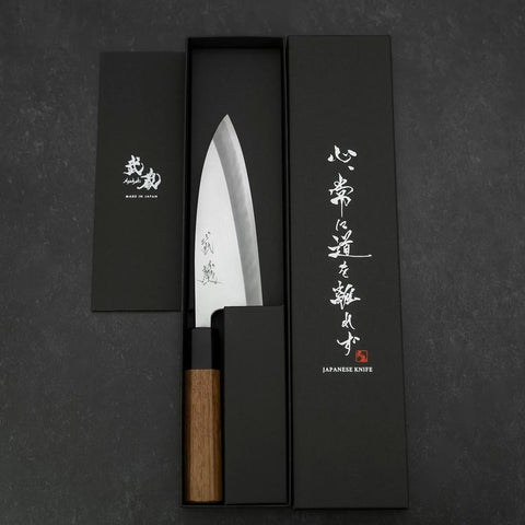 Deba Blue Steel #2 Kasumi Manche en Noyer 150mm-[Musashi]-[Couteaux de cuisine japonais]