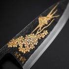 Deba Blue Steel #2 Kurouchi Chokin Sakura Fuji Manche en Buffle et Ébène 170mm-[Musashi]-[Couteaux de cuisine japonais]