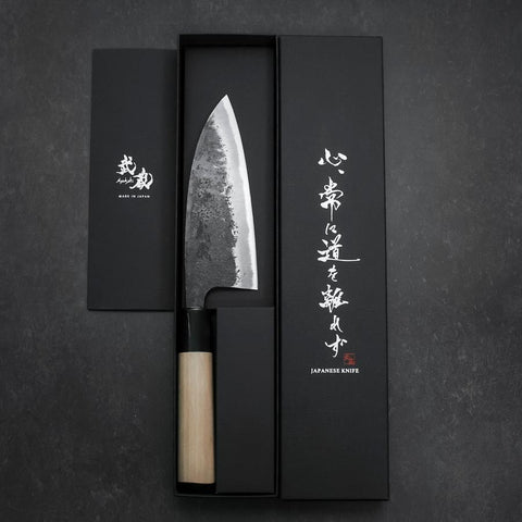 Deba Blue Steel #2 Kurouchi Manche en Buffle et Magnolia 170mm-[Musashi]-[Couteaux de cuisine japonais]