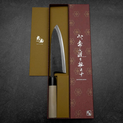 Deba Blue Steel #2 Kurouchi Manche en Magnolia 180mm-[Musashi]-[Couteaux de cuisine japonais]