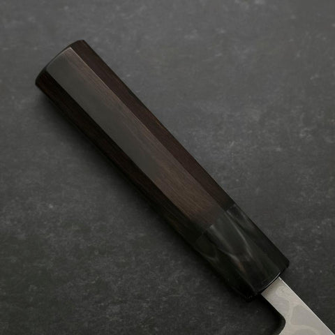 Deba Blue Steel #2 Suminagashi Manche en Buffle et Ébène 150mm-[Musashi]-[Couteaux de cuisine japonais]