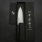Deba Blue Steel #2 Suminagashi Manche en Buffle et Ébène 150mm-[Musashi]-[Couteaux de cuisine japonais]