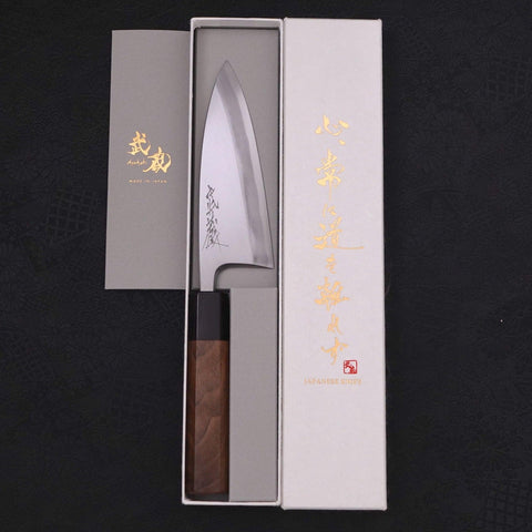 Deba Blue steel #2 Kasumi Manche en Noyer 135mm-[Musashi]-[Couteaux de cuisine japonais]