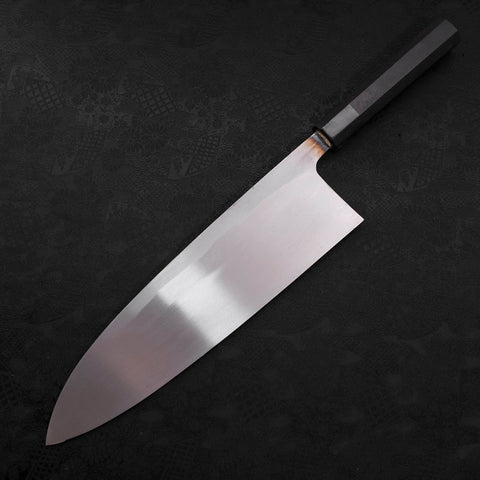 Deba Blue Steel #2 Kurouchi Manche en Buffle et Ébène 300mm - Epais-[Musashi]-[Couteaux de cuisine japonais]