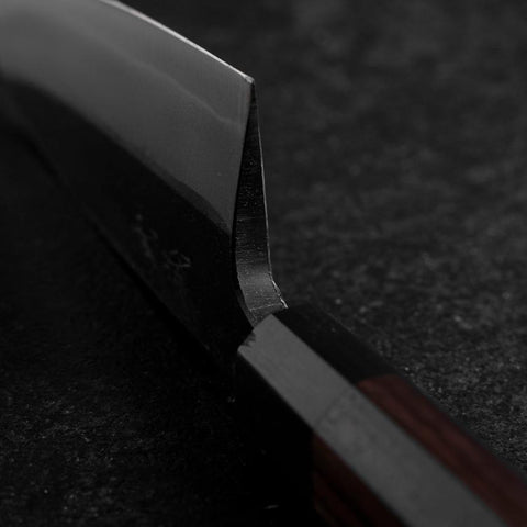 Deba Double-Tranchant Blue Steel #2 Kurouchi Manche en Bois de Rose 150mm-[Musashi]-[Couteaux de cuisine japonais]