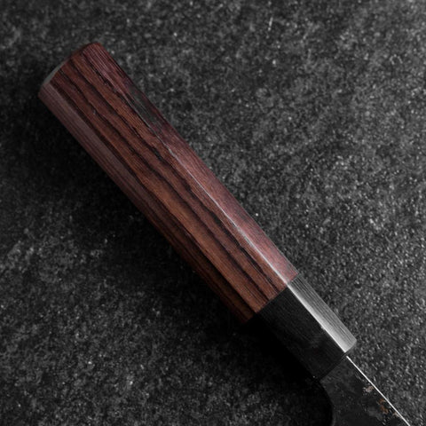 Deba Double-Tranchant Blue Steel #2 Kurouchi Manche en Bois de Rose 150mm-[Musashi]-[Couteaux de cuisine japonais]