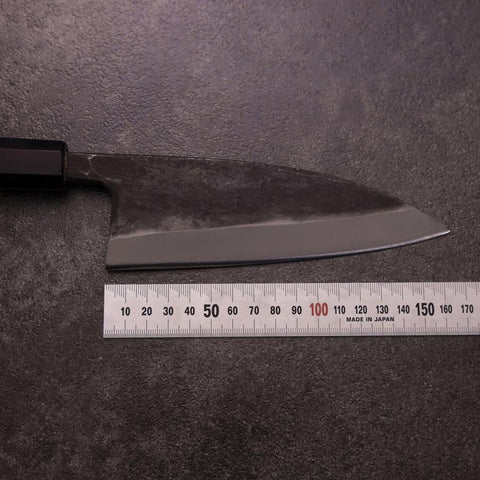 Deba Double-Tranchant White Steel #2 Kurouchi Manche Buffle et Ébène 165mm-[Musashi]-[Couteaux de cuisine japonais]