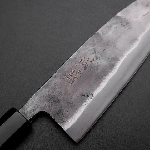 Deba Double-Tranchant White Steel #2 Kurouchi Manche en Buffle et Magnolia 180mm-[Musashi]-[Couteaux de cuisine japonais]