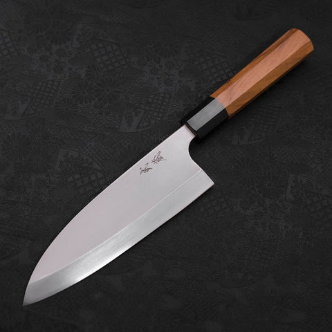Deba Gaucher AUS-10 Poli Manche en Buffle et bois de Teck 180mm-[Musashi]-[Couteaux de cuisine japonais]