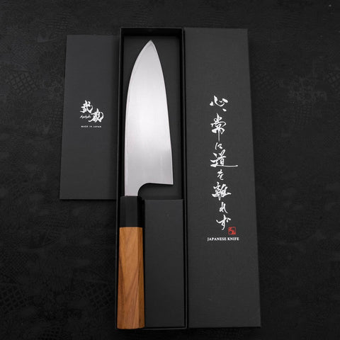 Deba Gaucher AUS-10 Poli Manche en Buffle et bois de Teck 180mm-[Musashi]-[Couteaux de cuisine japonais]