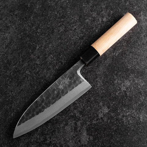 Deba Gaucher White Steel #2 Kurouchi Tsuchime Manche en Cerisier 165mm-[Musashi]-[Couteaux de cuisine japonais]