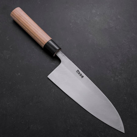Deba Gaucher White Steel #2 Kurouchi Tsuchime Manche en Cerisier 180mm-[Musashi]-[Couteaux de cuisine japonais]