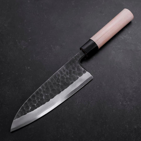 Deba Gaucher White Steel #2 Kurouchi Tsuchime Manche en Cerisier 180mm-[Musashi]-[Couteaux de cuisine japonais]