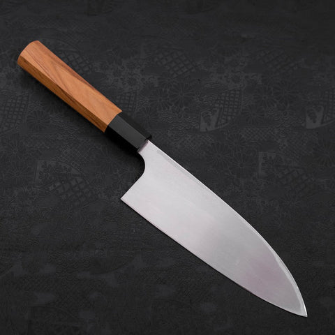 Deba Left Hand AUS-10 Poli Manche en Buffle et bois de Teck 180mm-[Musashi]-[Couteaux de cuisine japonais]