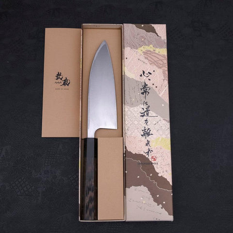 Deba Left Hand AUS-10 Polished Buffalo Wenge Handle 165mm-[Musashi]-[Couteaux de cuisine japonais]