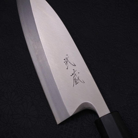 Deba Left Hand Silver Steel #3 Kasumi Buffalo Ebony Handle 165mm-[Musashi]-[Couteaux de cuisine japonais]