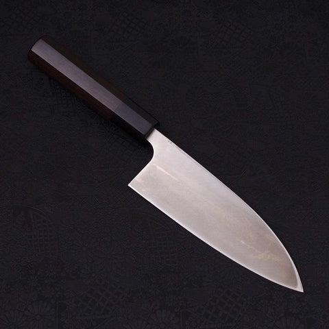 Deba Left Hand Silver Steel #3 Kasumi Buffalo Ebony Handle 165mm-[Musashi]-[Couteaux de cuisine japonais]