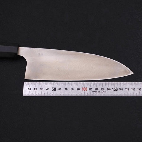 Deba Left Hand Silver Steel #3 Kasumi Buffalo Ebony Handle 180mm-[Musashi]-[Couteaux de cuisine japonais]
