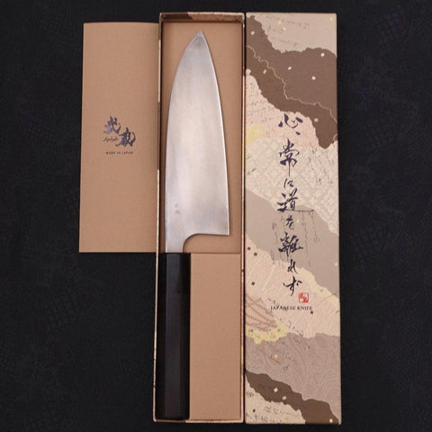 Deba Left Hand Silver Steel #3 Kasumi Buffalo Ebony Handle 180mm-[Musashi]-[Couteaux de cuisine japonais]