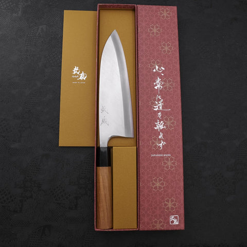 Deba Silver Steel #3 Kasumi Manche en Buffle et bois de Teck 210mm-[Musashi]-[Couteaux de cuisine japonais]
