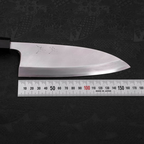 Deba Silver Steel #3 Kasumi Manche en Buffle et Bois de Teck 165mm-[Musashi]-[Couteaux de cuisine japonais]