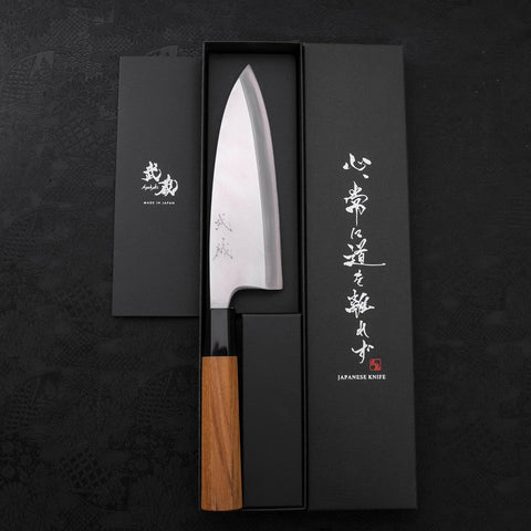 Deba Silver Steel #3 Kasumi Manche en Buffle et Bois de Teck 180mm-[Musashi]-[Couteaux de cuisine japonais]