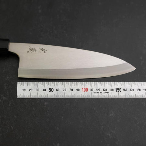Deba Silver Steel #3 Kasumi Manche en Buffle et Bois de Teck 180mm-[Musashi]-[Couteaux de cuisine japonais]