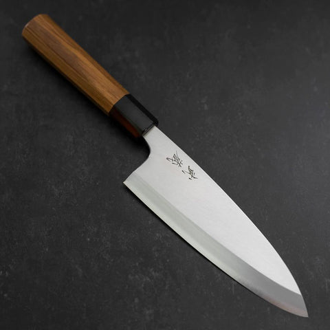 Deba Silver Steel #3 Kasumi Manche en Buffle et Bois de Teck 180mm-[Musashi]-[Couteaux de cuisine japonais]