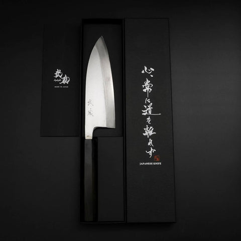 Deba Silver Steel #3 Kasumi Manche en Buffle et Ébène 165mm-[Musashi]-[Couteaux de cuisine japonais]