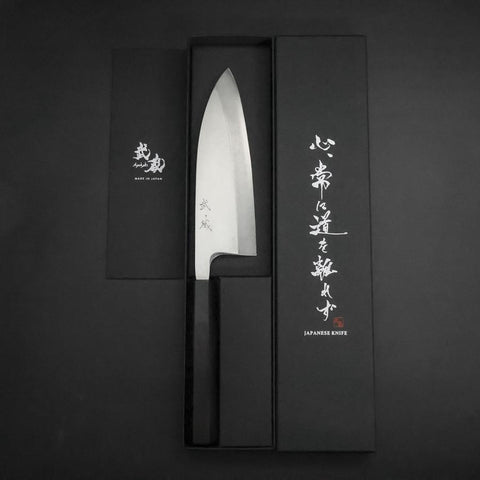 Deba Silver Steel #3 Kasumi Manche en Buffle et Ébène 165mm-[Musashi]-[Couteaux de cuisine japonais]