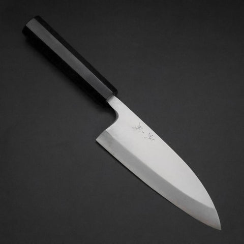 Deba Silver Steel #3 Kasumi Manche en Buffle et Ébène 165mm-[Musashi]-[Couteaux de cuisine japonais]