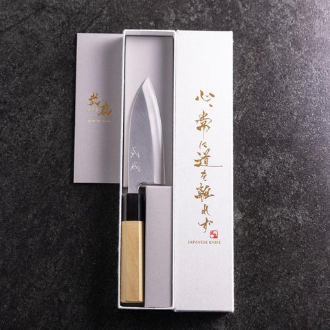 Deba Silver Steel #3 Kasumi Manche en Buffle et Magnolia 120mm-[Musashi]-[Couteaux de cuisine japonais]