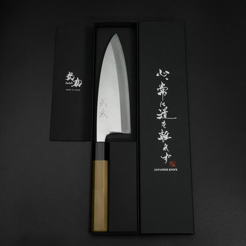 Deba Silver Steel #3 Kasumi Manche en Buffle et Magnolia 180mm-[Musashi]-[Couteaux de cuisine japonais]