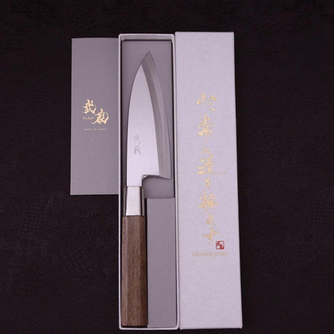 Deba Silver Steel #3 Walnut Handle 135mm-[Musashi]-[Couteaux de cuisine japonais]