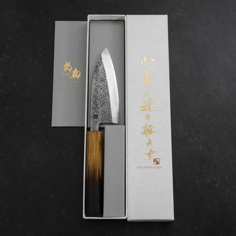 Deba VG-10 Nashiji Yaki-Urushi Handle 120mm (4.7”)-[Musashi]-[Couteaux de cuisine japonais]