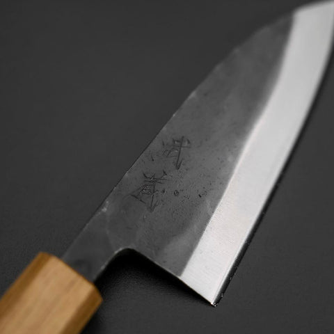 Deba White Steel #2 Double-Tranchant Kurouchi Manche en Chêne 120mm-[Musashi]-[Couteaux de cuisine japonais]