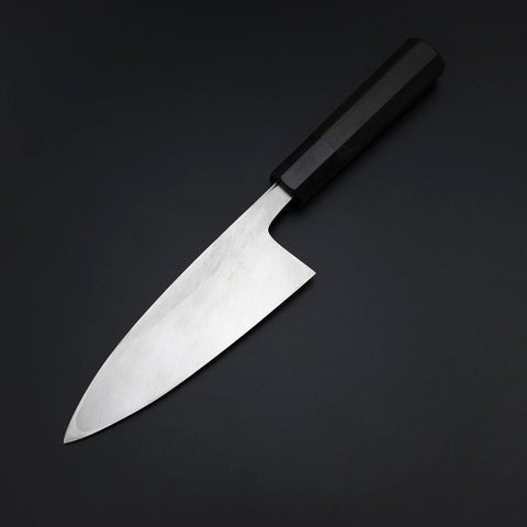 Deba White Steel #2 Kasumi Chokin Dragon Argent Manche en Buffle et Ébène 150mm-[Musashi]-[Couteaux de cuisine japonais]
