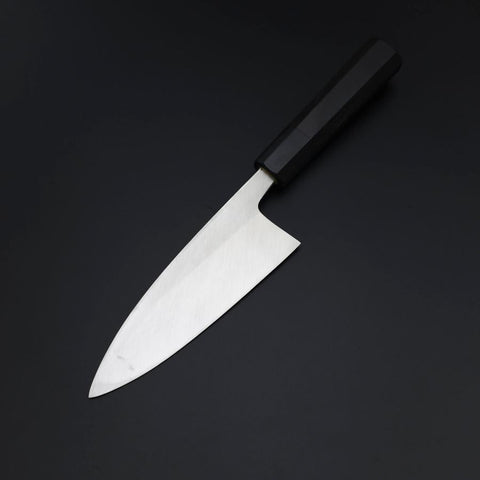Deba White Steel #2 Kasumi Chokin Gold Sakura-Fuji Buffalo Ebony Handle 150mm (5.9”)-[Musashi]-[Couteaux de cuisine japonais]