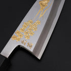 Deba White Steel #2 Kasumi Chokin Gold Sakura-Fuji Buffalo Ebony Handle 150mm (5.9”)-[Musashi]-[Couteaux de cuisine japonais]