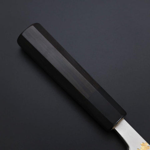 Deba White Steel #2 Kasumi Chokin Gold Sakura-Fuji Buffalo Ebony Handle 150mm (5.9”)-[Musashi]-[Couteaux de cuisine japonais]