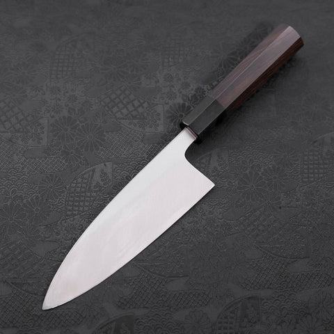 Deba White Steel #2 Kasumi Chokin Gold Sakura-Fuji Buffalo Ebony Handle 165mm (6.5”)-[Musashi]-[Couteaux de cuisine japonais]