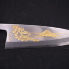 Deba White Steel #2 Kasumi Chokin Gold Sakura-Fuji Buffalo Ebony Handle 180mm (7”)-[Musashi]-[Couteaux de cuisine japonais]