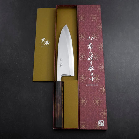 Deba White Steel #2 Kasumi Manche Sumi Urushi 180mm-[Musashi]-[Couteaux de cuisine japonais]